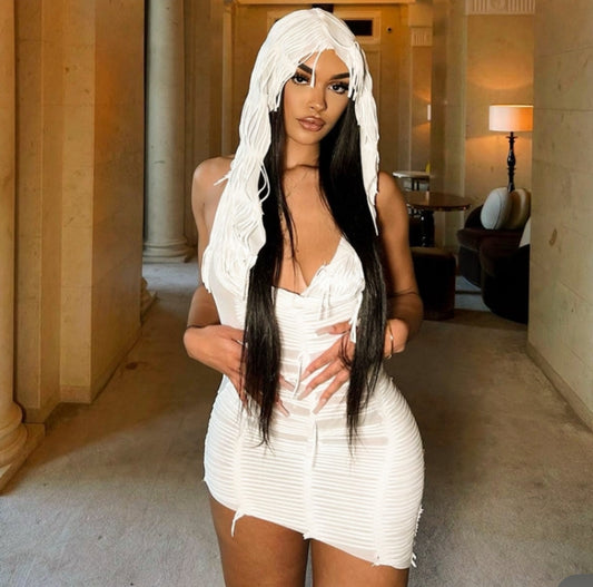 Hodded Baddie Set backless mini dress